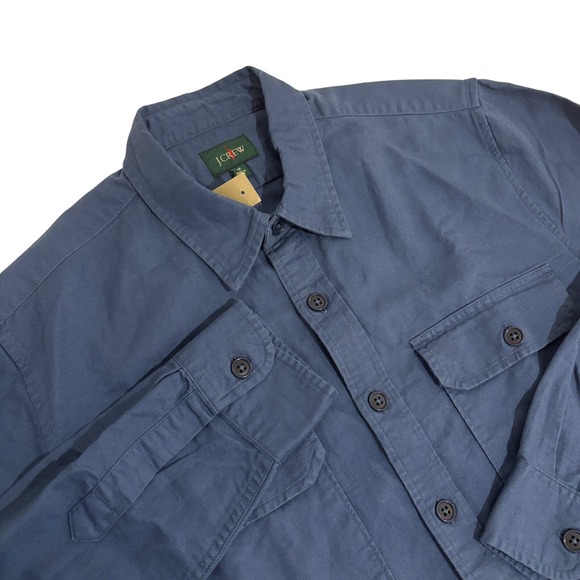 New J.Crew Linen Blend Button Down Shirt Mens M Blue Long Sleeve Two Pockets NWT - Picture 10 of 10
